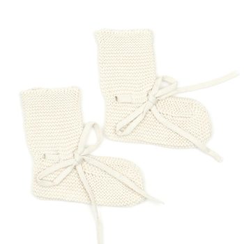 Cream Swaddle Blanket, Beanie, and Booties Gift Set