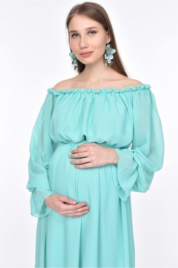 MODA LABİO Flowing Maternity Dress Mint Green