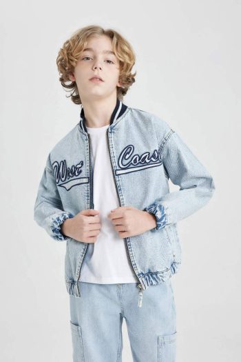 Boys' College Collar Bomber Jean Jacket