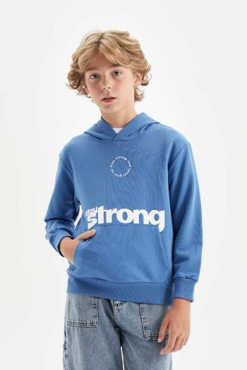 Boys' Printed Hooded School Sweatshirt