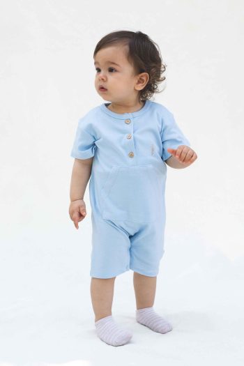 Bamboo Short Sleeve Baby Romper Blue