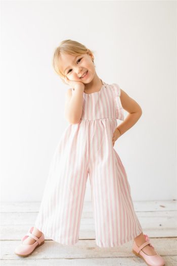 Striped Pink Baby Girl Jumpsuit Pink