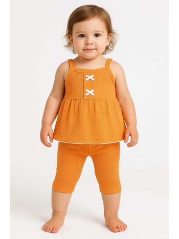 MYHANNE Orange Bow Girl Baby Set 50351