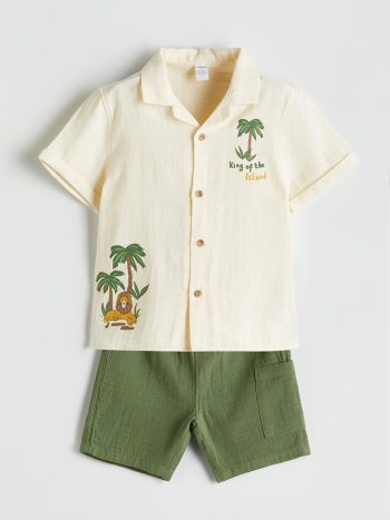 LCW Kids  Embroidered Boys' Shirt and Shorts Set 2-piece