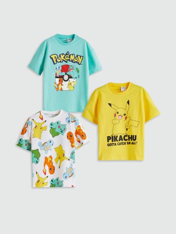 LCW Kids Pokemon Printed Boys' T-Shirt Set of 3
