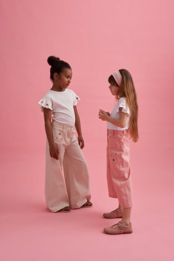 Embroidered Denim Pants T-Shirt Set