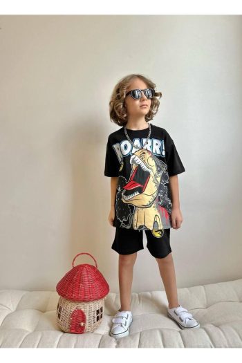 Yigit Boutique Dinosaur Printed Short Set for Boys