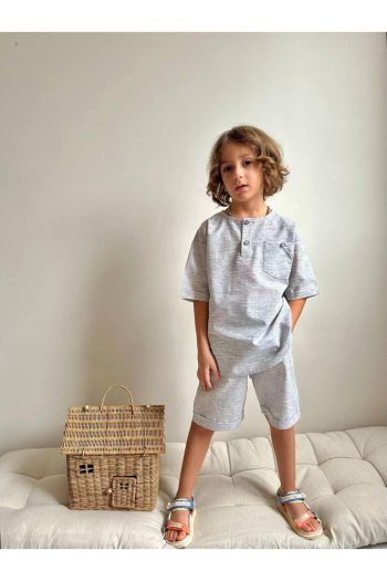YIGIT BOUTIQUE Yigit Boutique Poplin Fabric Boys' Shorts Set