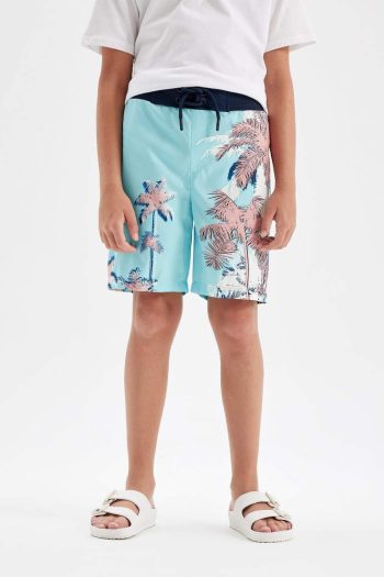 Boys' Palm Patterned Swim Shorts