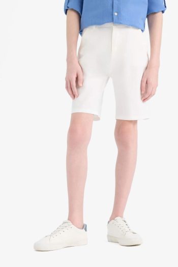 Boys' Pocketed Basic Plain Gabardine Shorts