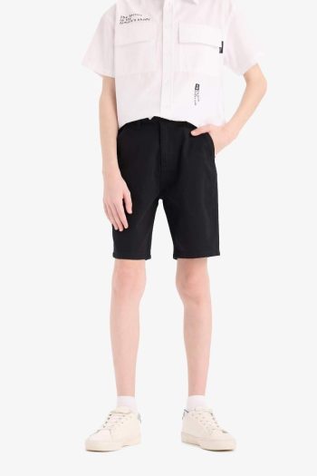 Boys' Basic Plain Gabardine Shorts with Pockets