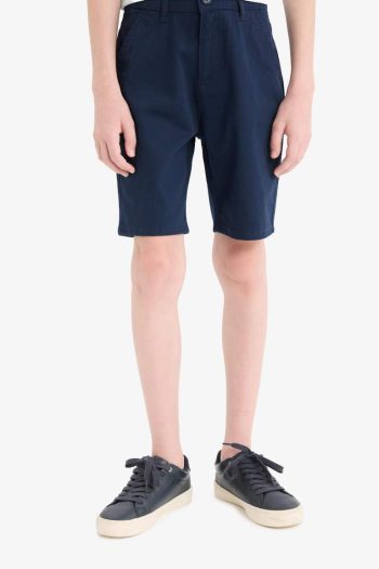 Boys' Plain Pocketed Gabardin Shorts
