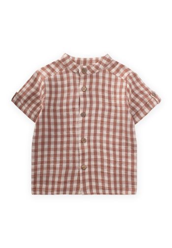 Brown Shirt with Pöti Kare Print for Ages 1-8
