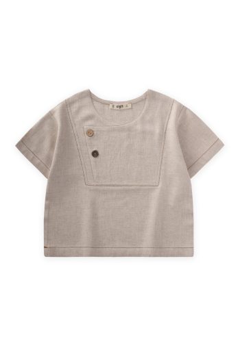 Contrast Stitch Linen Blouse 2-7 Years Natural