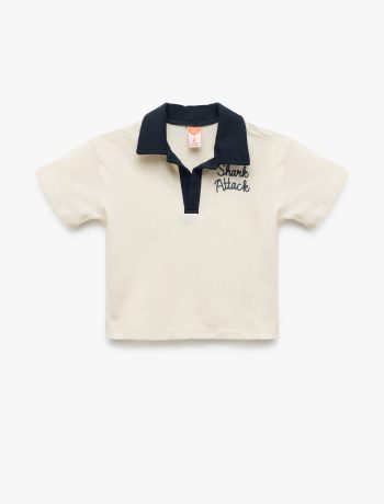 Cotton Printed Short Sleeve Polo Shirt for Baby Boys