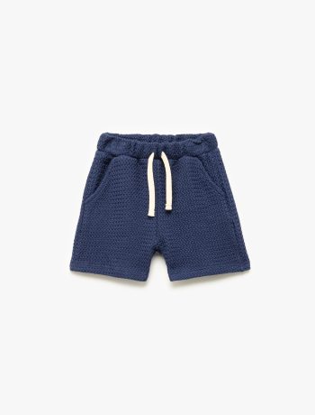 Boys' Cotton Pocketed Elastic Waist Textured Basic Shorts