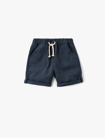 Boys' Cotton Basic Shorts with Pocket Detail and Elastic Waistband