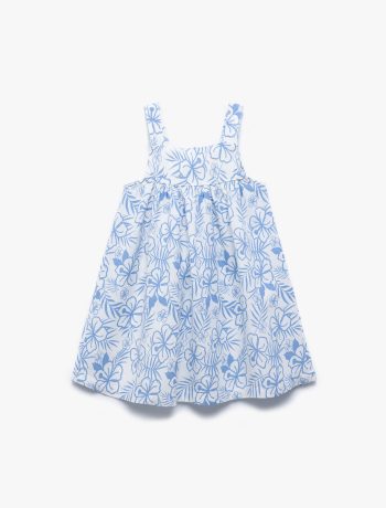 Girls' Baby Viscose Square Neck Sleeveless A-Line Patterned Dress