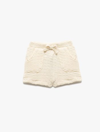 Girls' Baby Cotton Blend Shorts with Pocket Details and Drawstring Waist