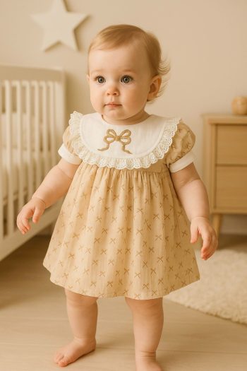 Baby Girl Muslin Fabric Lined Collar Dress