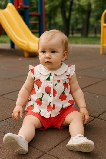 Baby Girl Suprem Tulip Print Snap Closure Shorts Set