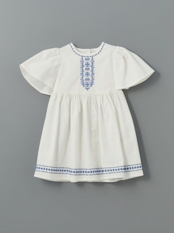 LCW Kids                                                                                         Ecru Crew Neck Girl's Linen Dress