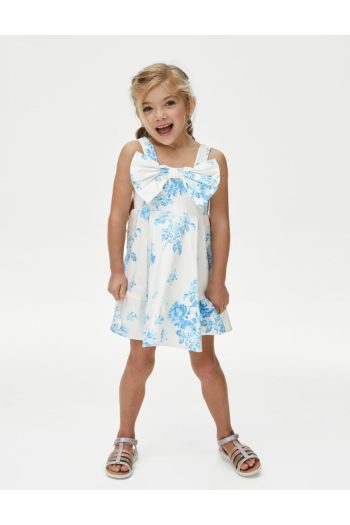 Marks & Spencer Cotton Printed Satin Dress (Ages 2-7)