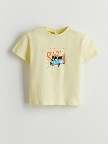LCW ECO Green Printed Crew Neck T-Shirt for Boys