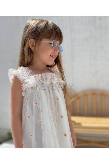KETBaby Girls' Daisy Embroidered Strap Dress