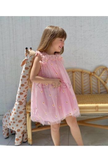 KETBaby Girl's Daisy Embroidered Strap Dress