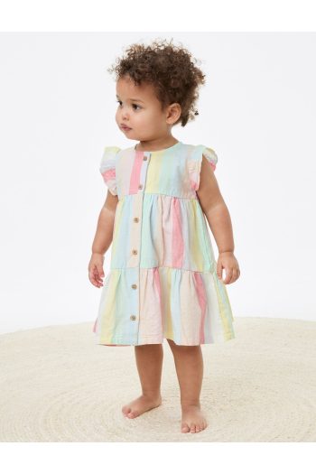 Marks & Spencer Safe Cotton Striped Dress (0-3 Years)