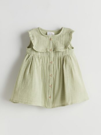 LCW ECO Green Bicycle Collar Baby Girl Muslin Dress