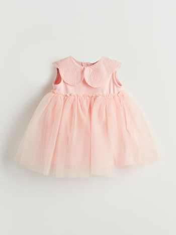 LCW Baby Pink Peter Pan Collar Tulle Baby Girl Dress