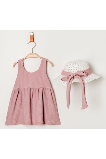 Chicsy Baby Sweet Ribbed Hat Bow Dress for Baby Girls