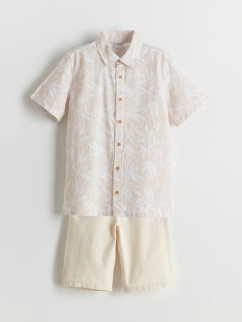 LCW Kids                                           Beige Short Sleeve Boys' Shirt and Shorts
