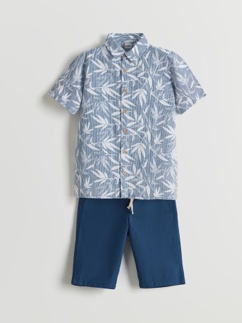 LCW Kids Blue Short Sleeve Boys Shirt and Shorts