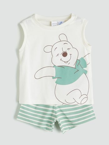 LCW Baby Ekru Winnie The Pooh Printed Boys' Tank Top and Shorts Set 2-Piece