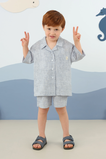 Navy Blue Button-Front Soft Set