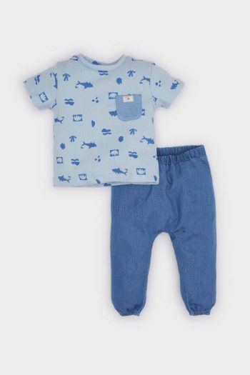 Boys' Baby 2-Piece Set Printed Short Sleeve T-Shirt and Jeans Pants