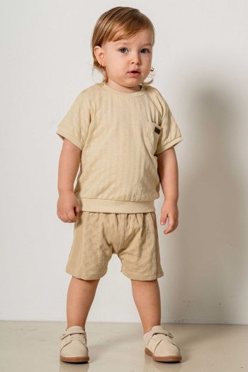 Bomb Baby Kids Cotton Short Sleeve Shorts 2-Piece Set Trendy Fashion Top and Bottom Set