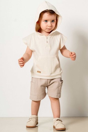 Baby Kid Hooded Shorts Cotton Comfortable 2-Piece Set Trendy Fashion Outfit