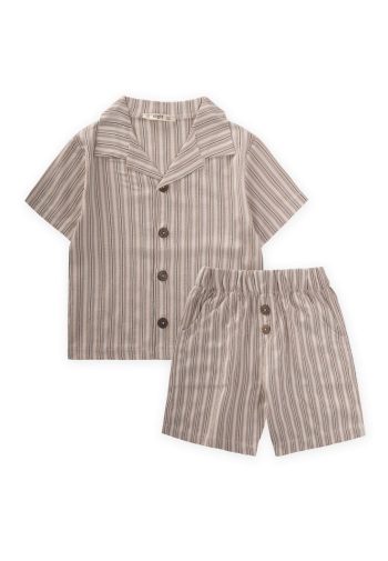 Waffle Shirt Capri Set 2-10 Years Beige