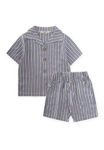 Waffle Shirt Capri Set 2-10 Years Blue