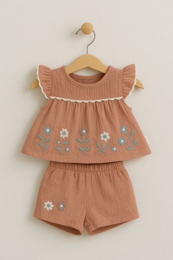 Baby Girl Muslin Fabric Short Set