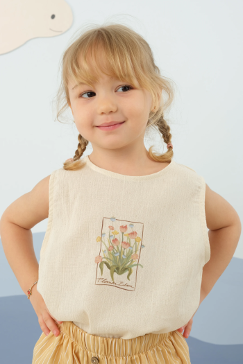 Buldan Sleeveless Blouse Florida Bloom Stone