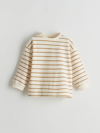 LCW Baby                                                 Ecru Striped Crew Neck Shirt for Baby Boys