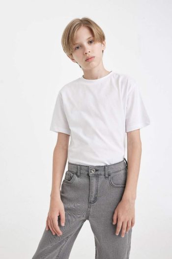 Boys' Bicycle Collar Basic Plain Short Sleeve T-Shirt