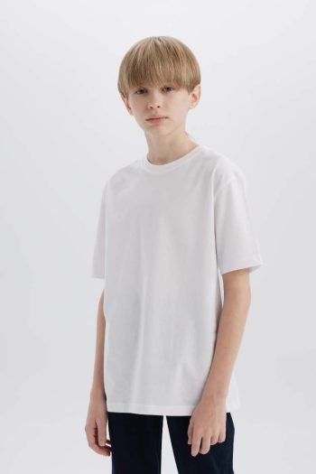 Boys' Bicycle Collar Basic Plain Short Sleeve T-Shirt