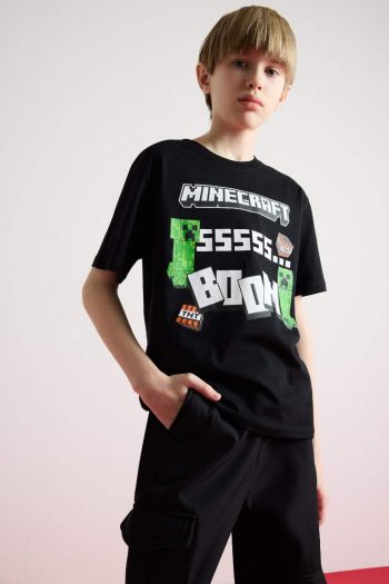 Boys' Minecraft Bicycle Collar Short Sleeve T-Shirt