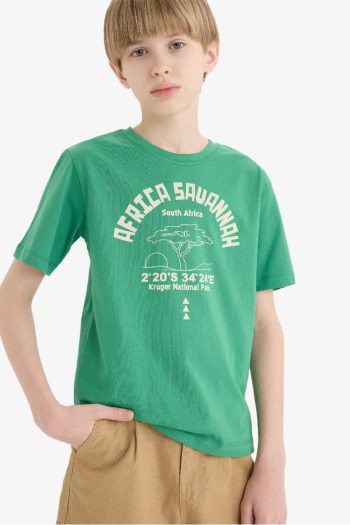 Boys' Bicycle Neck Printed Short Sleeve T-Shirt